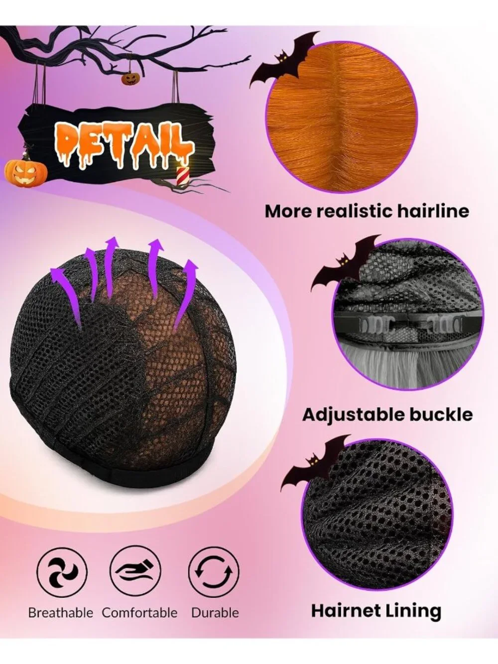 Women's Orange Cosplay Convenient Set Include Adjustable Wig Cap Headpiece